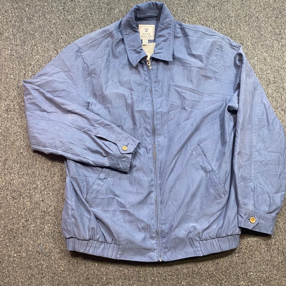 Peter Millar Harrington Jacket Sz M Mens Blue Preppy Full Zip Lightweight Coat
